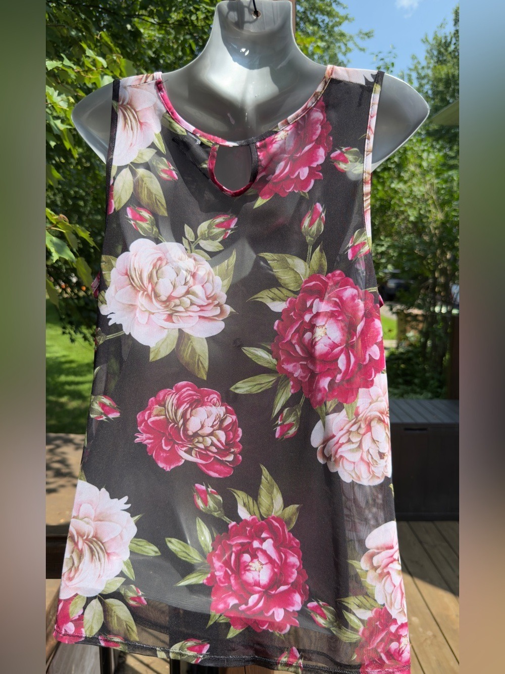 🌺🖤 Floral Cowl Neck Camisole in Black and Pink | Size Medium - Picture 8 of 11